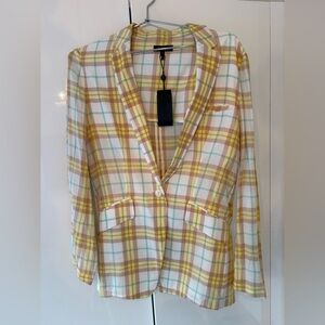 rag & bone Yellow and White Plaid Blazer